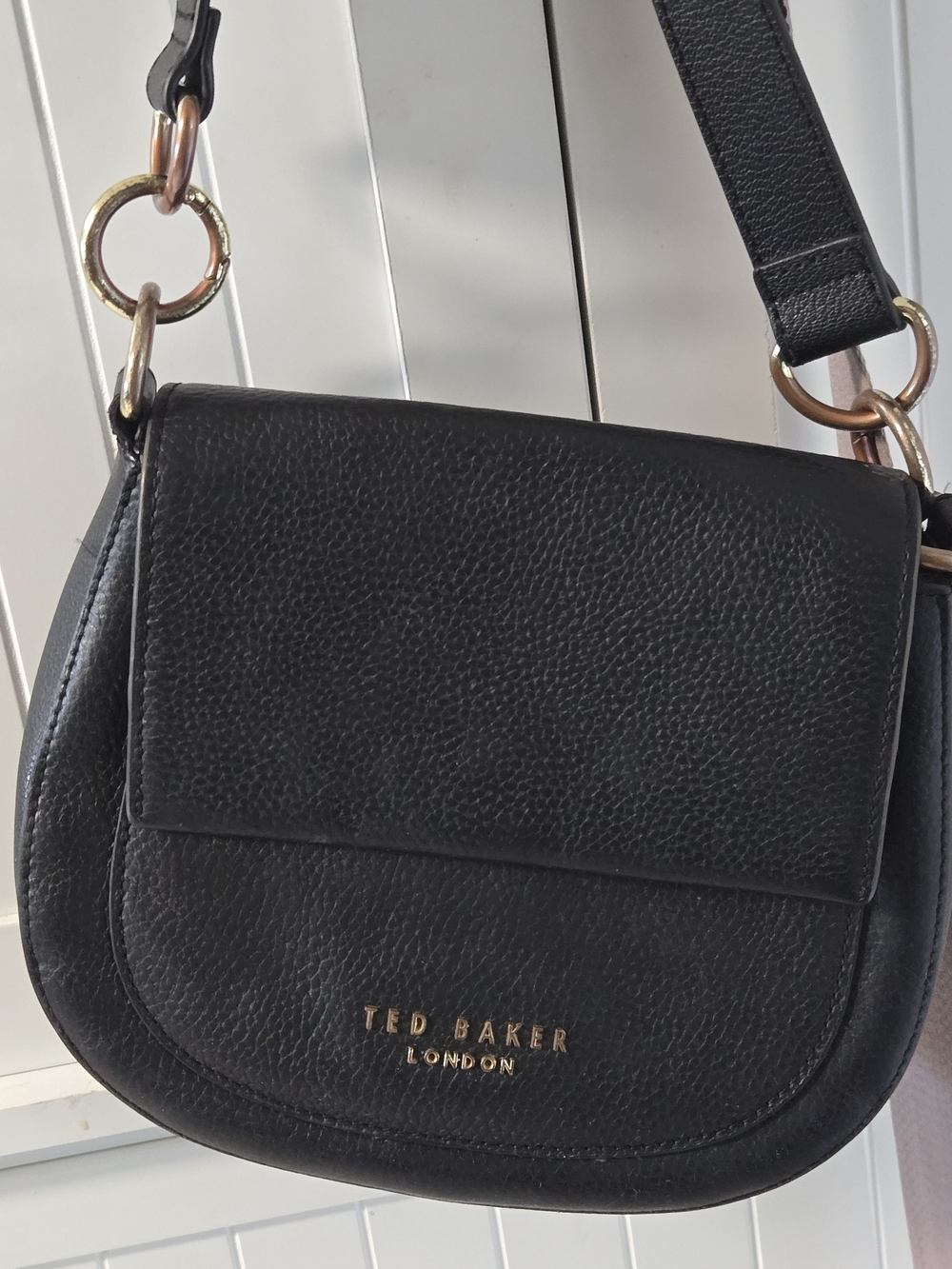 Ted Baker London Darcell Black Leather Crossbody Saddle Bag W Shoulder Strap